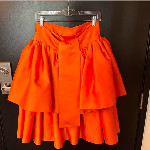 Rotate Birger Christensen Carmina strapless ruffled dress in orange - Picture 3 of 9
